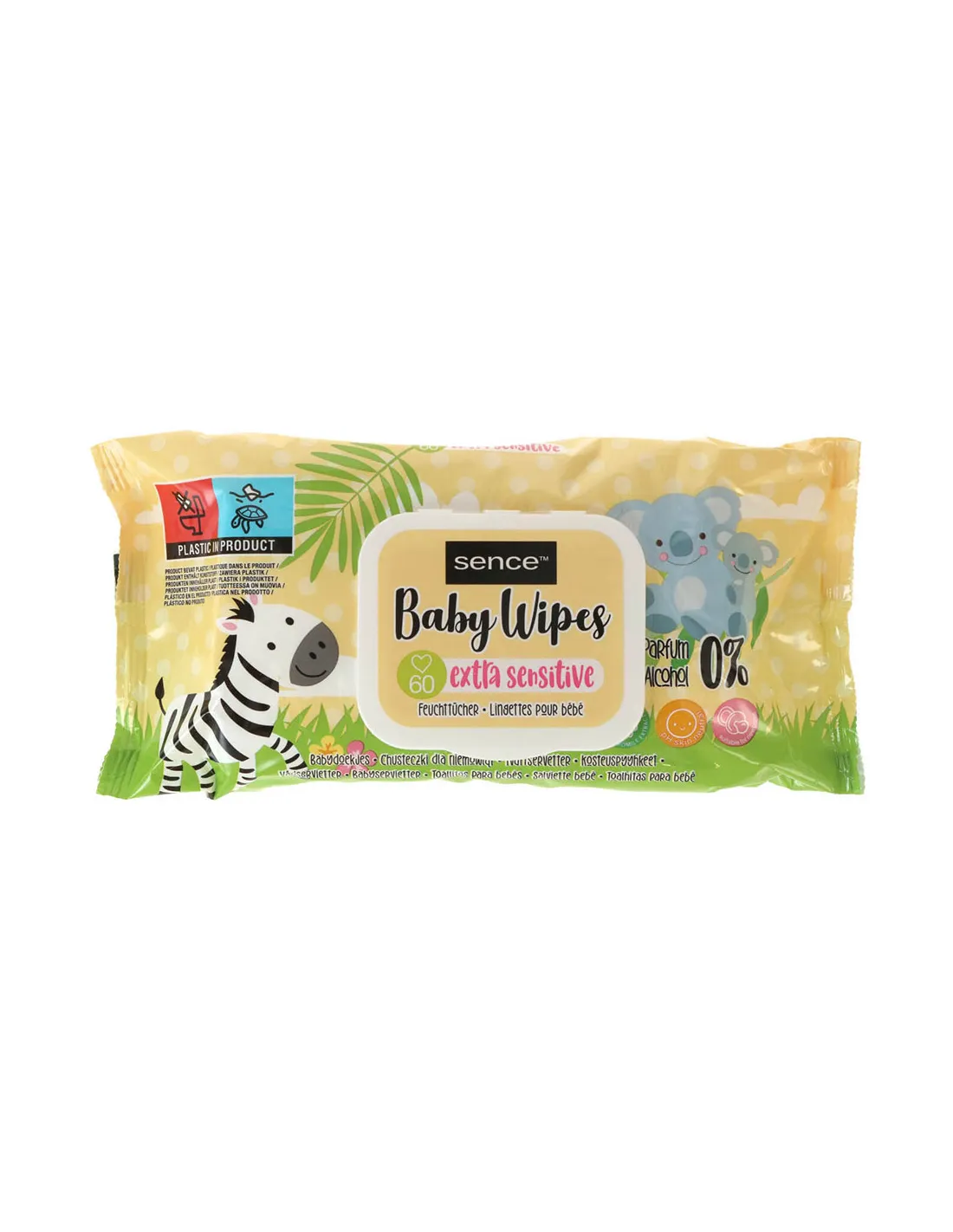 4 lingettes extrasensibles pour enfants 60 unités avec couvercle
