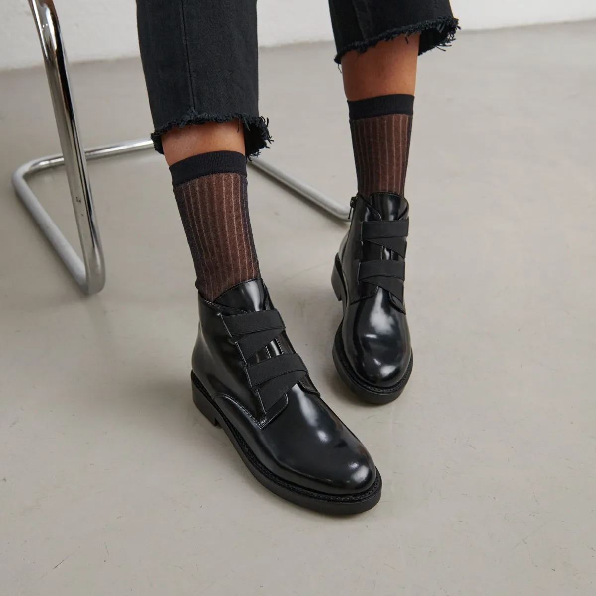 Boots à talons en cuir glacé noir pour Femme | Jonak