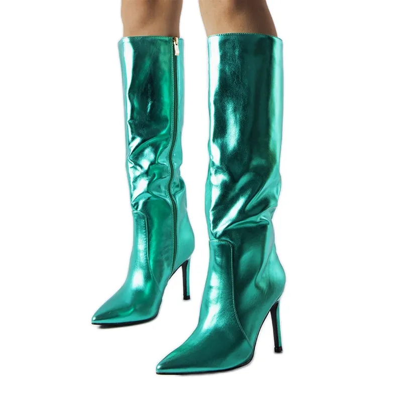 Bottes à talons vert foncé de Jaylin
