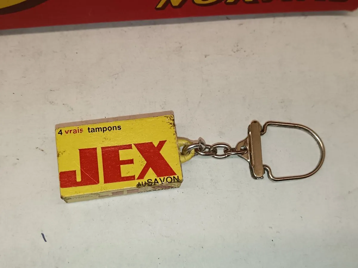  Boîte cartonnée Publicitaire Tampons JEX, 1950 + Porte-Clé