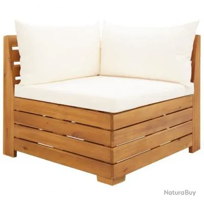 Canapé d'angle sectionnel 1 pc et coussins Bois d'acacia massif 46686