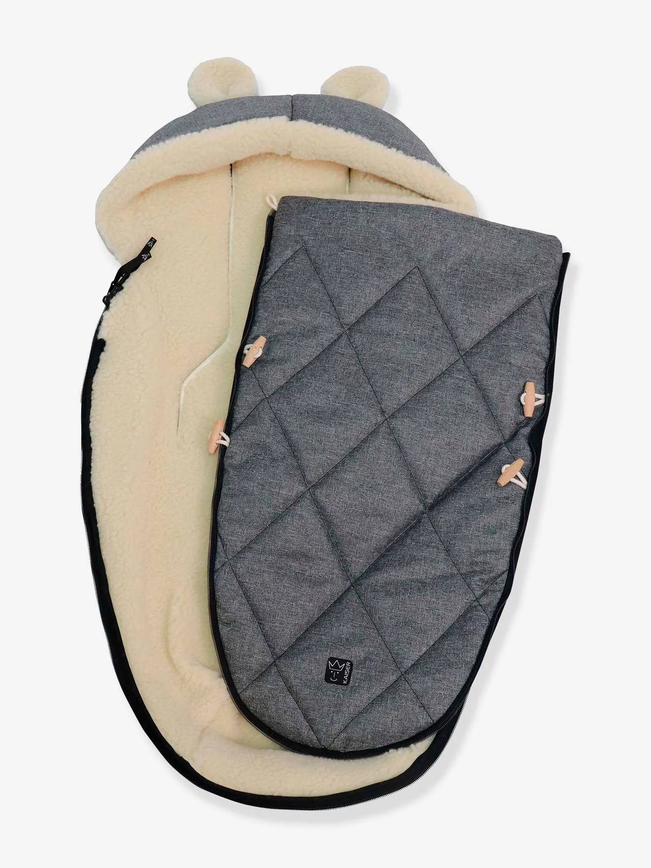 Chancelière poussette XL EARS WOOL KAISER gris - Kaiser