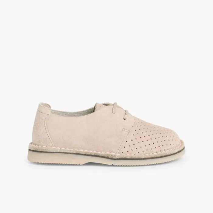 Chaussures Derbies en Suède Perforé