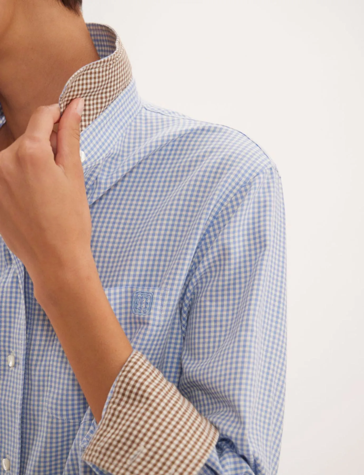 Chemise Maureen  vichy bleu clair