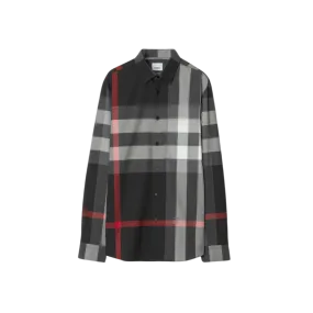 Chemise Summerton coton gris check noir rouge