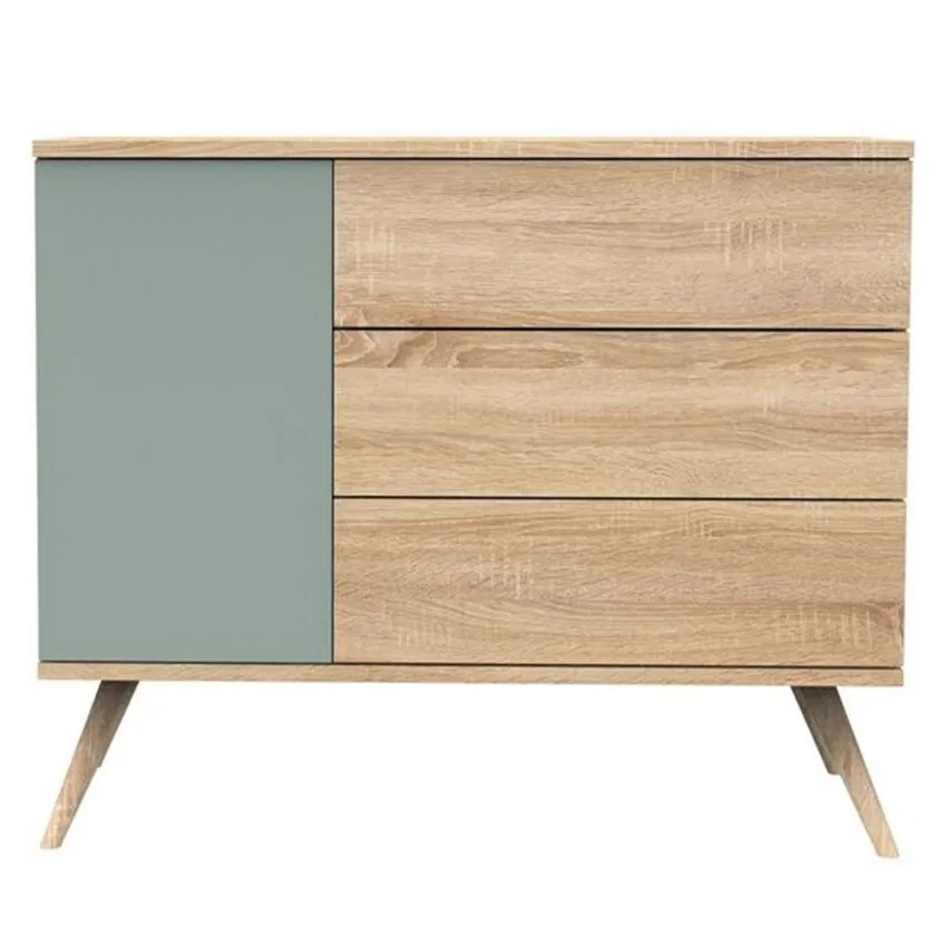 Commode et Plan à Langer Seventies - Chêne Doré et Sauge