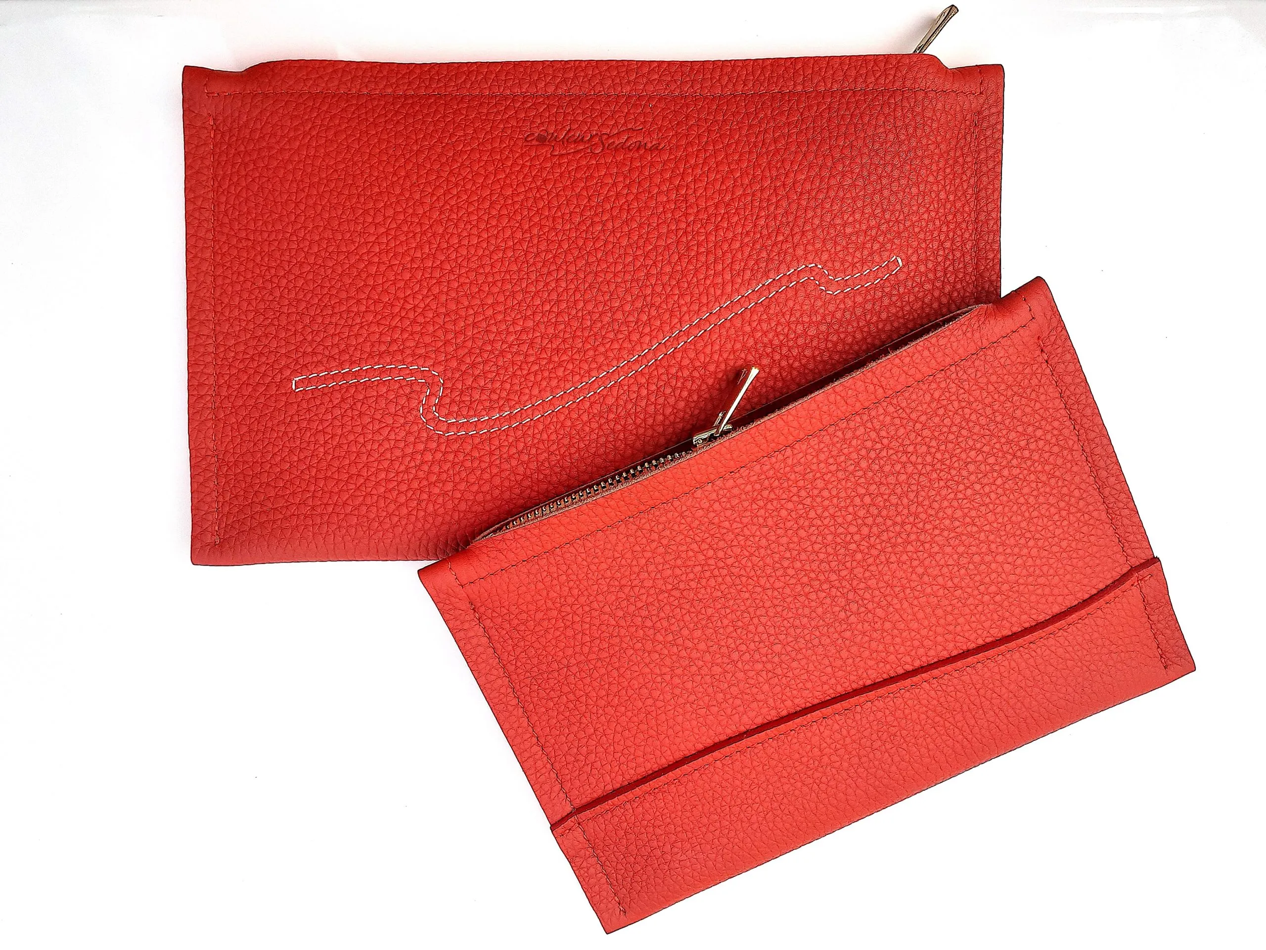 Duo de Pochettes en Cuir Personnalisable - Holidays - CouleurSedona Maroquinerie