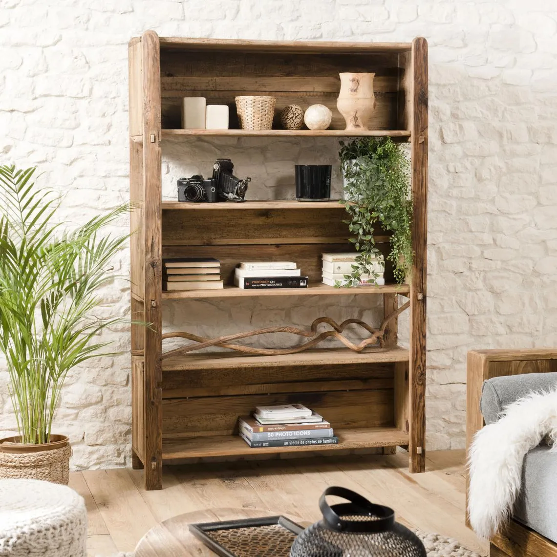Etagère ANDRIAN 5 Niveaux Bois Pin Recyclé | Etagères 3 SUISSES