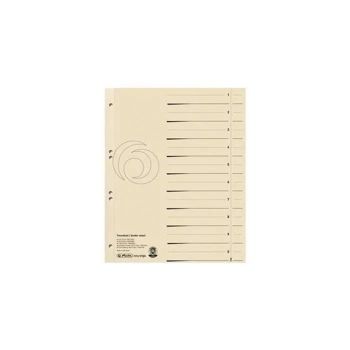 intercalaires, A4 extra large, carton recyclé,chamois, Pqt 10