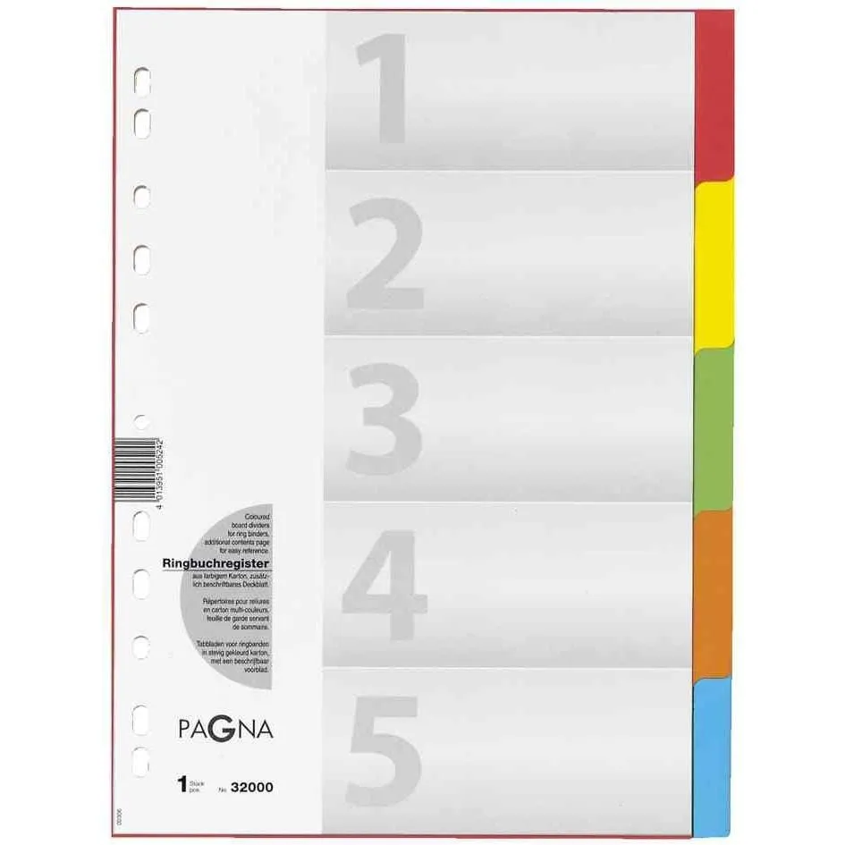 Intercalaires en carton, A4, 12 pièces, 12 couleurs