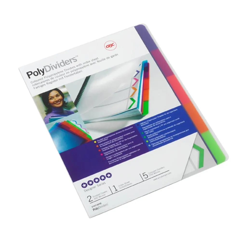 Intercalaires en polypropylène 5 sections coloris assortis A4