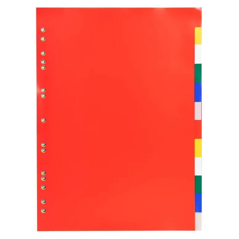 Intercalaires polypropylène souple 12x100e 12 positions A4 Coloré