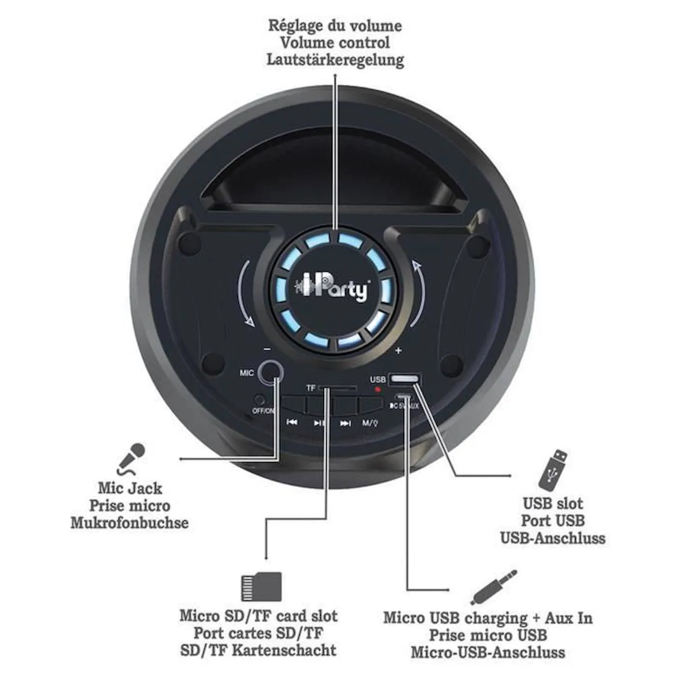 iParty Bluetooth® Sound System (39cm) avec micro noir - Lexibook