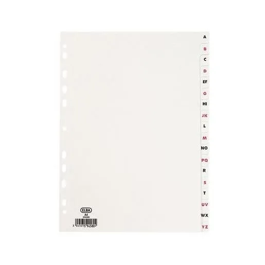 Jeu 18 intercalaires A-Z en carton blanc 160g