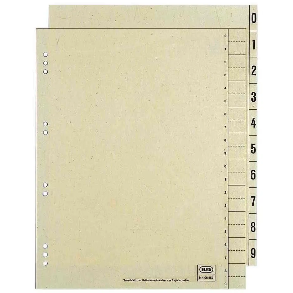 Jeu intercalaires Numérique Carte 230g Chamois 24 x30 cm 0 - 9