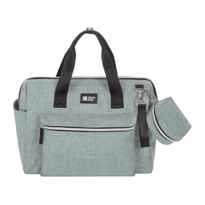 Kikkaboo Sac à langer Maxi avec matelas à langer, petite poche, fermeture éclair [Vert]