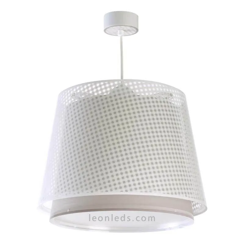 Plafonnier enfant Vichy beige | ⓇLeonLeds.com