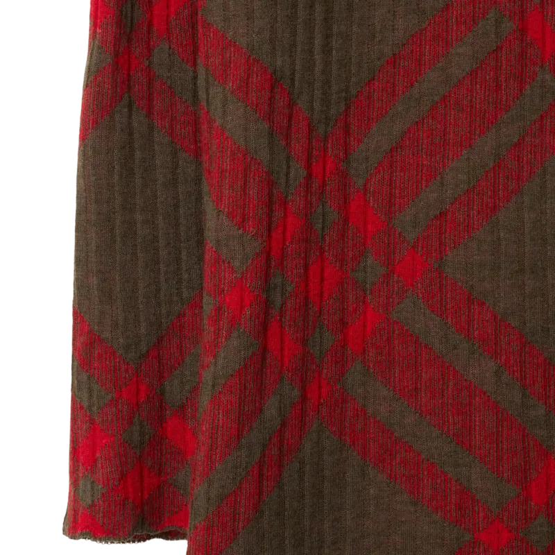 Robe à carreaux en laine mélangée kaki check rouge