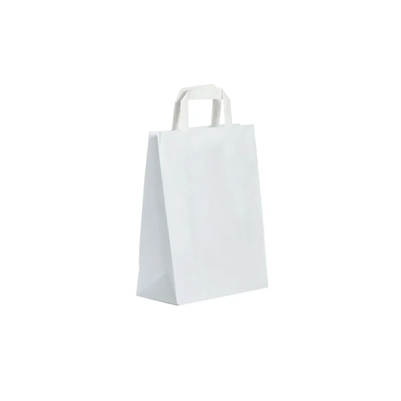 Sac alimentaire Kraft blanc lisse Poignées plates