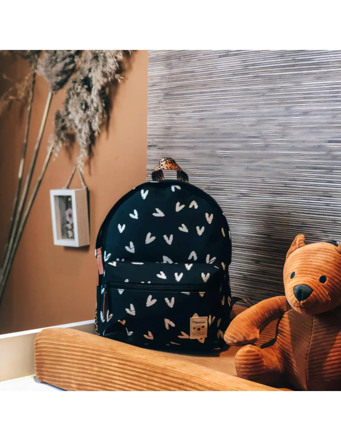 Sac à dos Kidzroom Lucky Me Coeurs Blancs 39cm ecologique