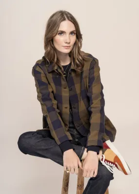 Surchemise à carreaux en coton bio | marron et bleu "classic check overshirt beige check" 7030 beige check femme