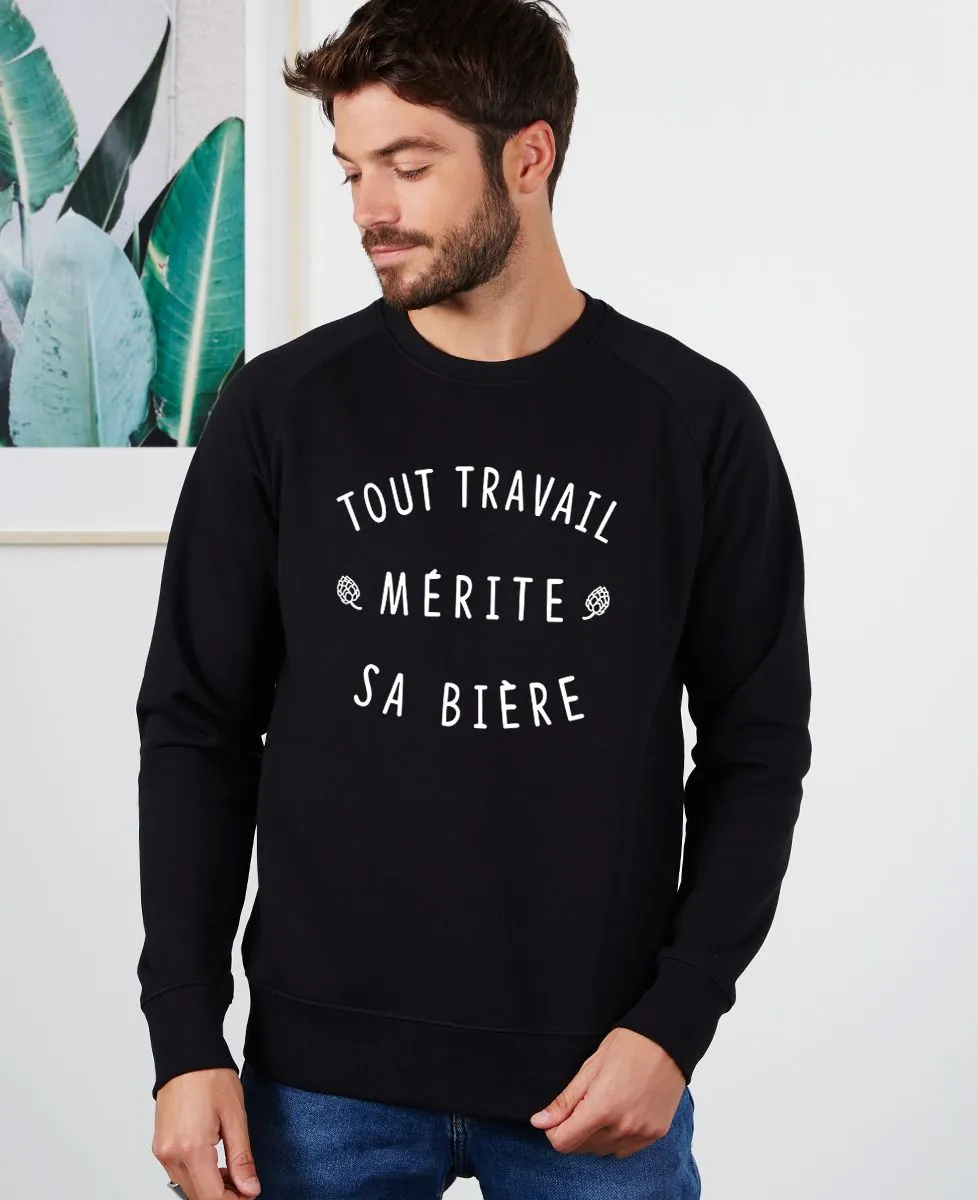 Sweatshirt homme Tout travail mérite sa bière