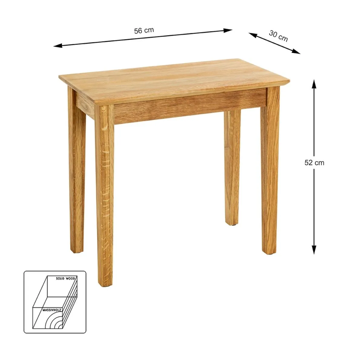 Table d'appoint en bois de chêne huilé H52 cm | 3 Suisses