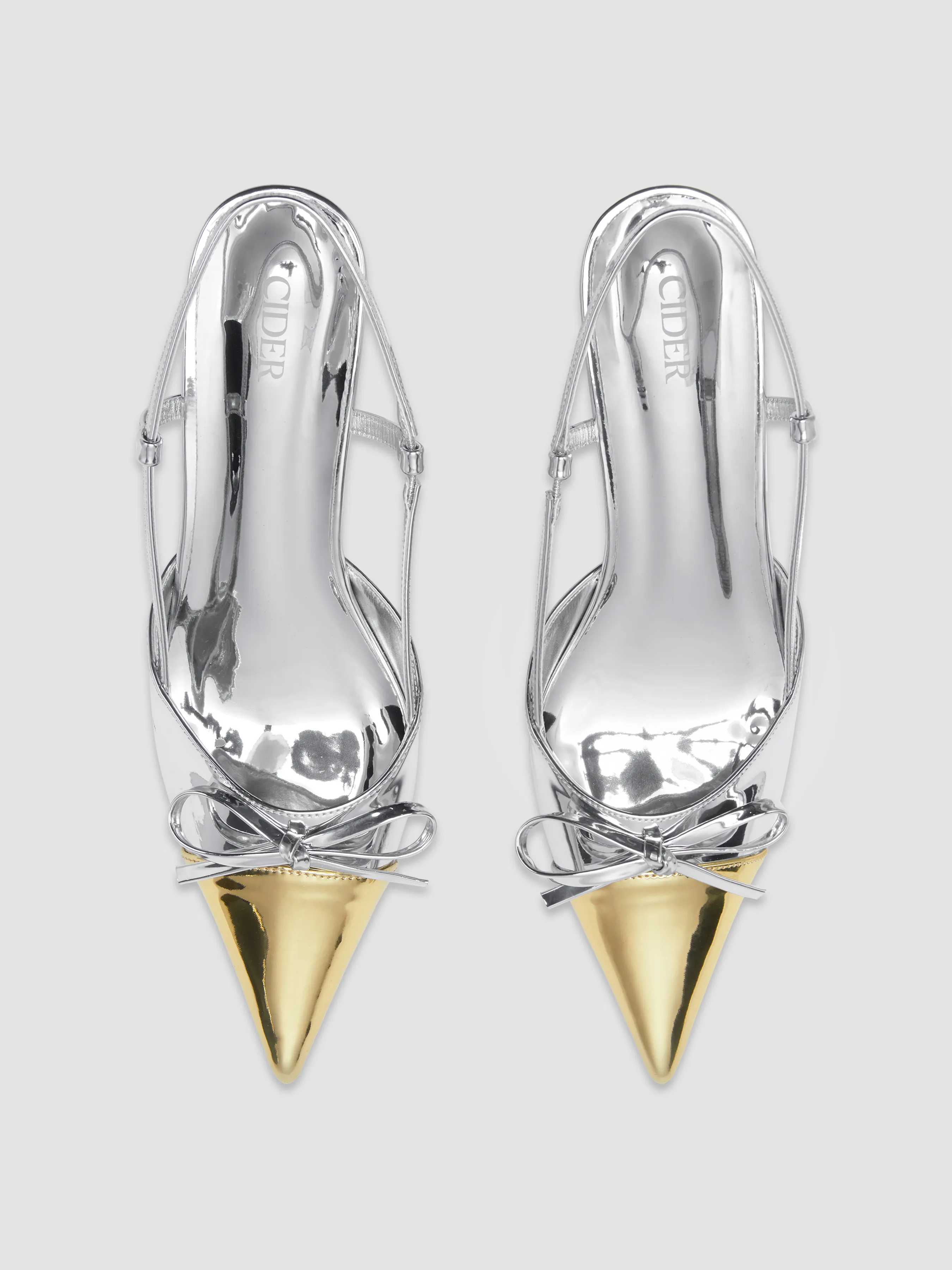 Talons slingback métalliques bicolores