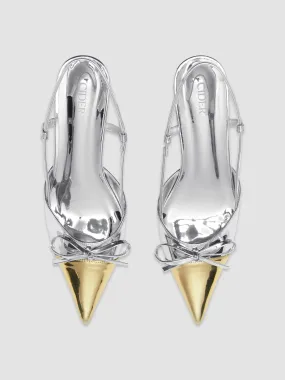 Talons slingback métalliques bicolores