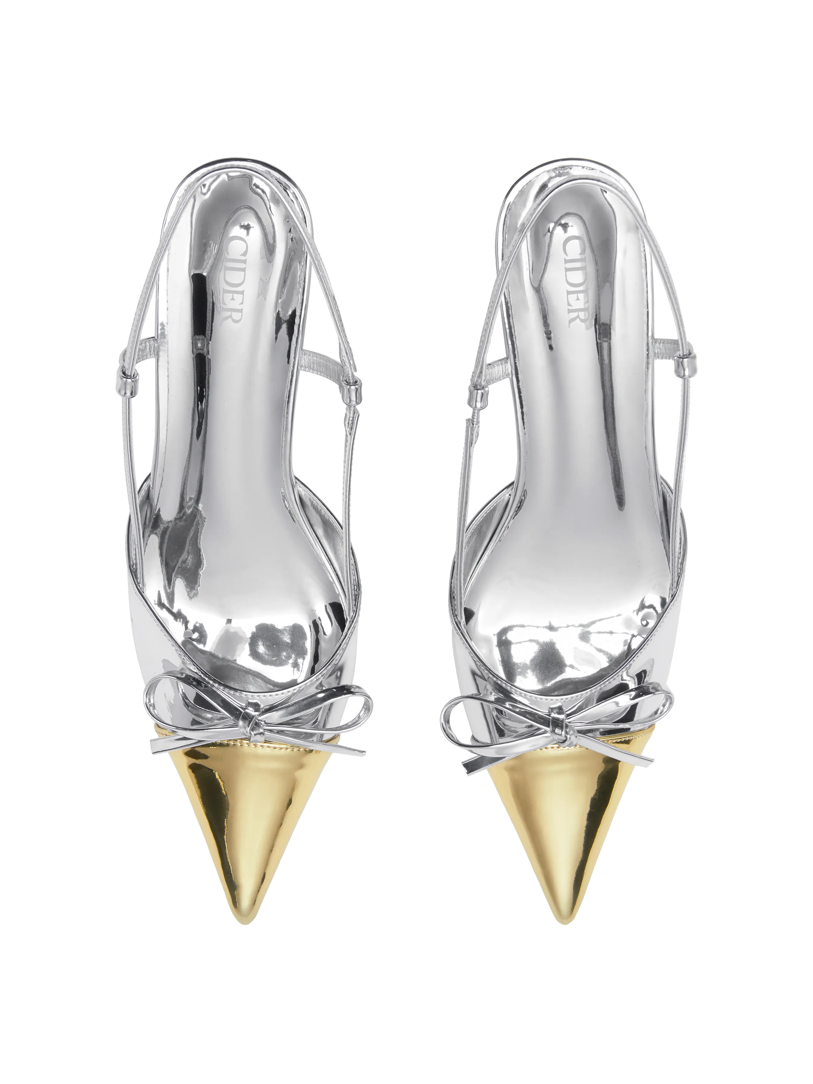 Talons slingback métalliques bicolores
