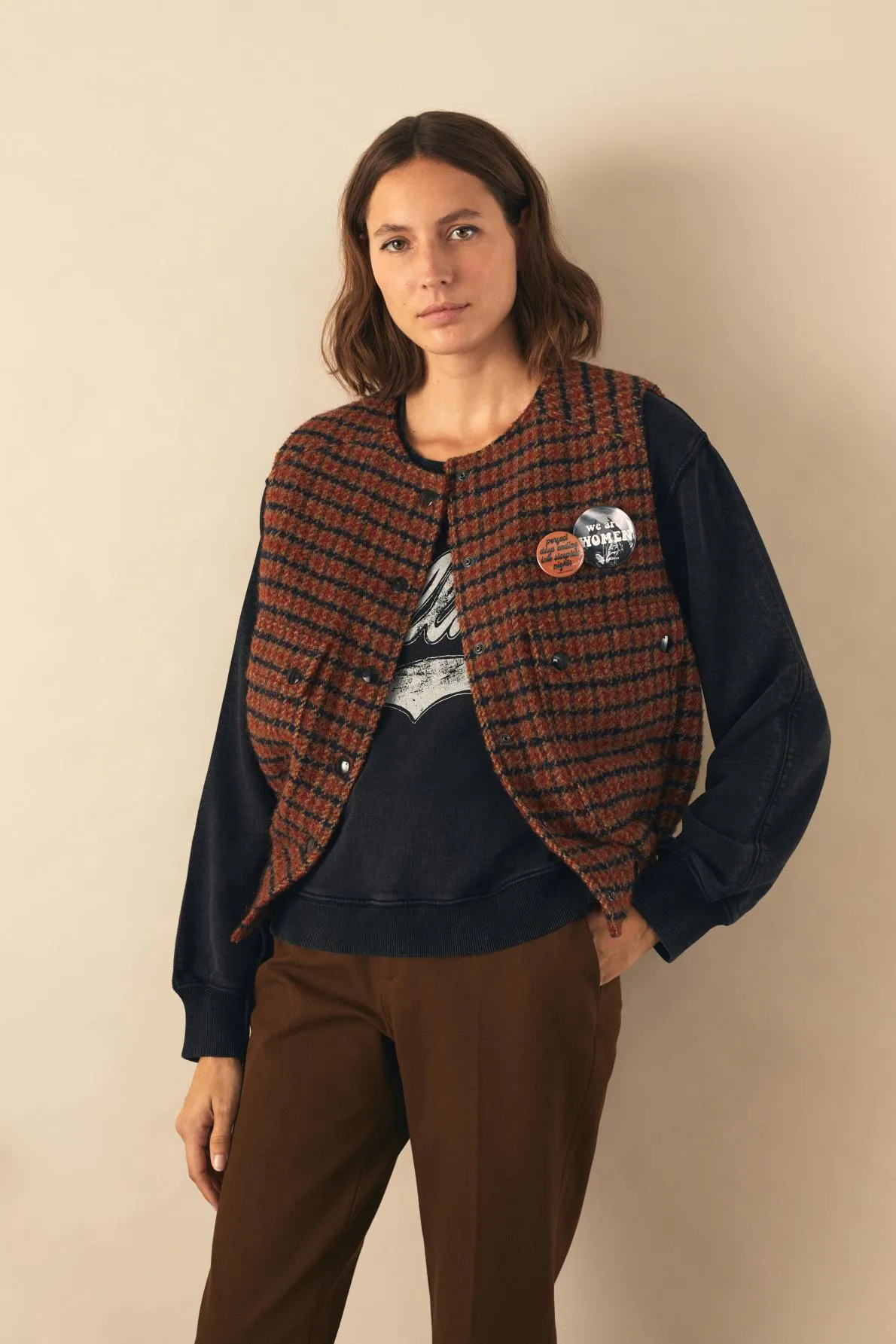 Veste sans manches Viona Check Red
